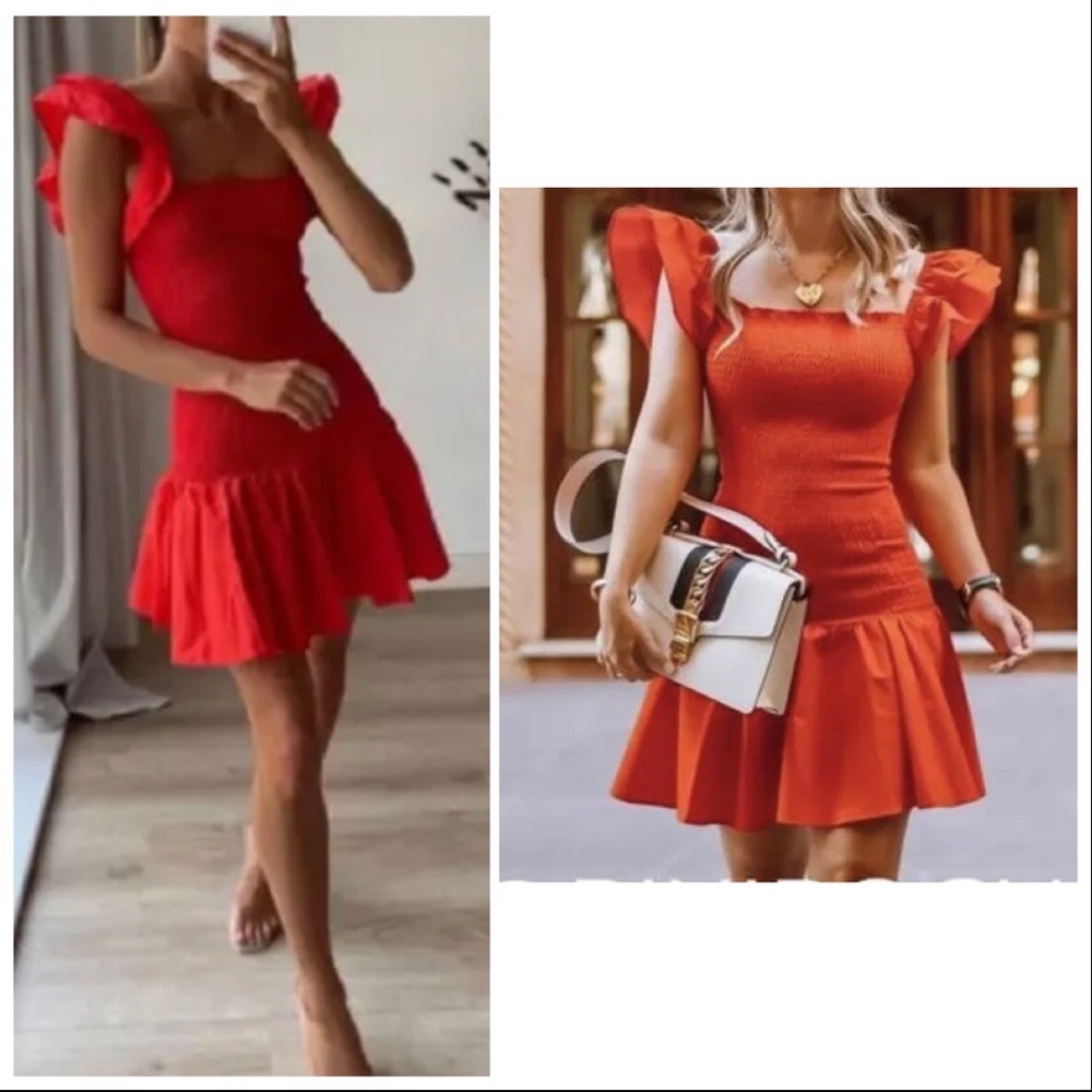 LAST NWT ZARA BRIGHT RED RUFFLED DRESS